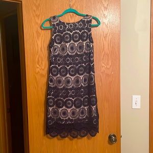 Eliza J crochet over polyester dress!